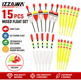 IZZAWA 15pcs/set Carp Float / Ice Fishing Float with Accessories Rubber