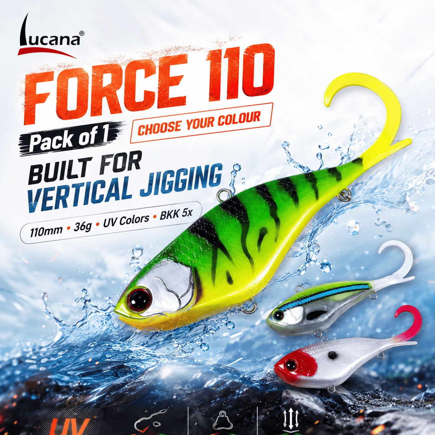 Lucana Force 110 Vertical Jigging Vibe Lure 110mm 36g - Pack of 1
