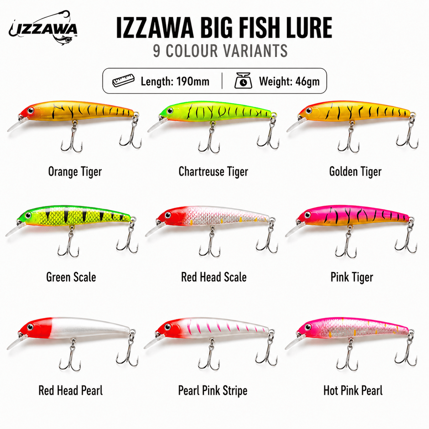 IZZAWA Big Fish Lure 190mm 46g - Hot Pink Pearl | Pack of 1