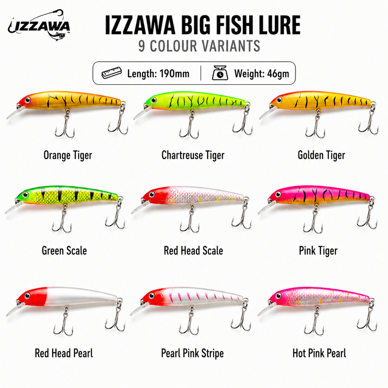 IZZAWA Big Fish Lure 190mm 46g - Hot Pink Pearl | Pack of 1