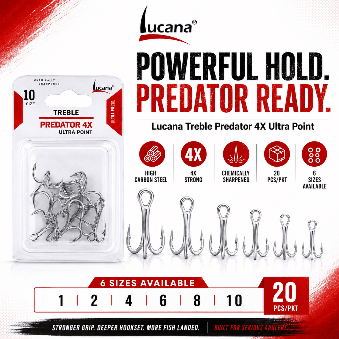 Lucana Treble Predator 4X Ultra Point Hook Size 10 | 20 pcs/pkt