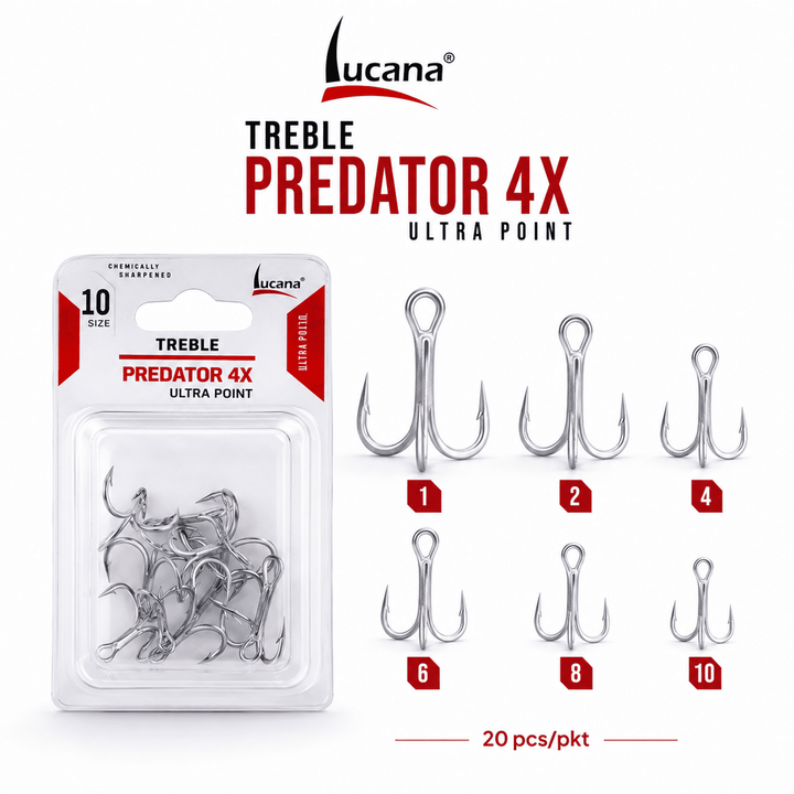 Lucana Treble Predator 4X Ultra Point Hook Size 10 | 20 pcs/pkt