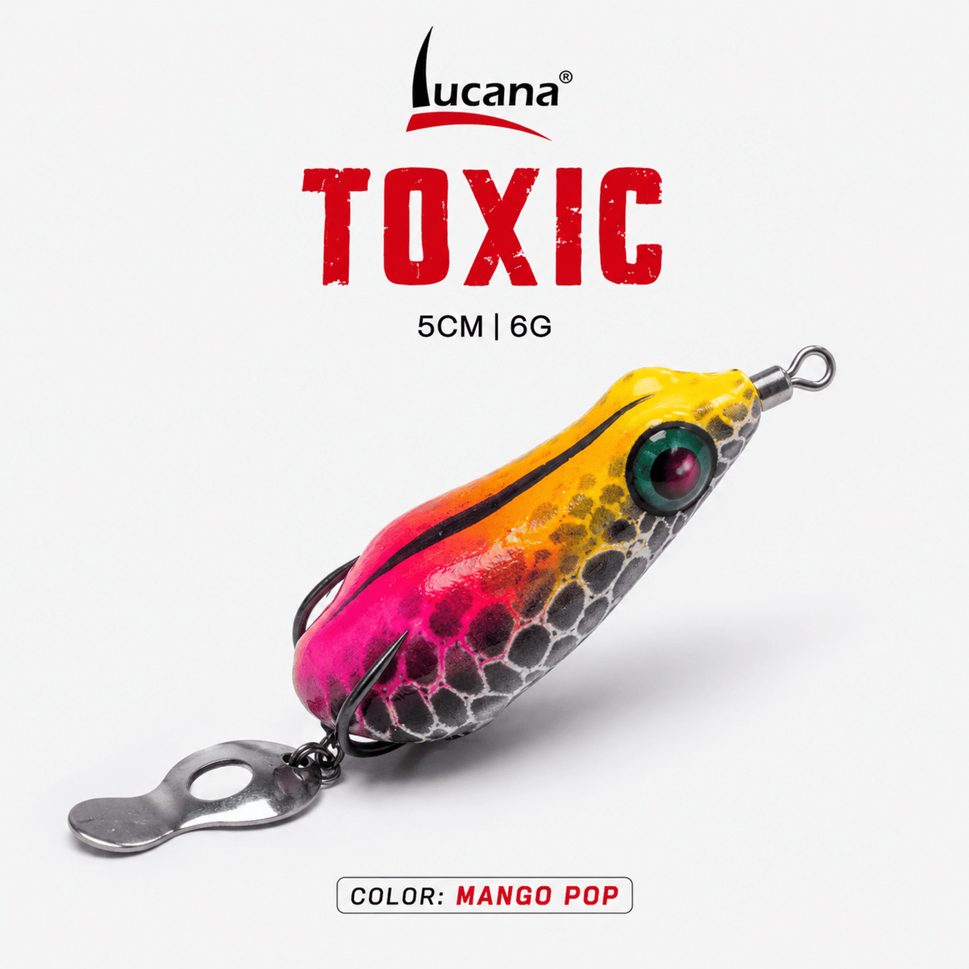 Lucana Toxic Handmade Frog Lure 5cm 6g | Mango Pop | Weedless Topwater Frog