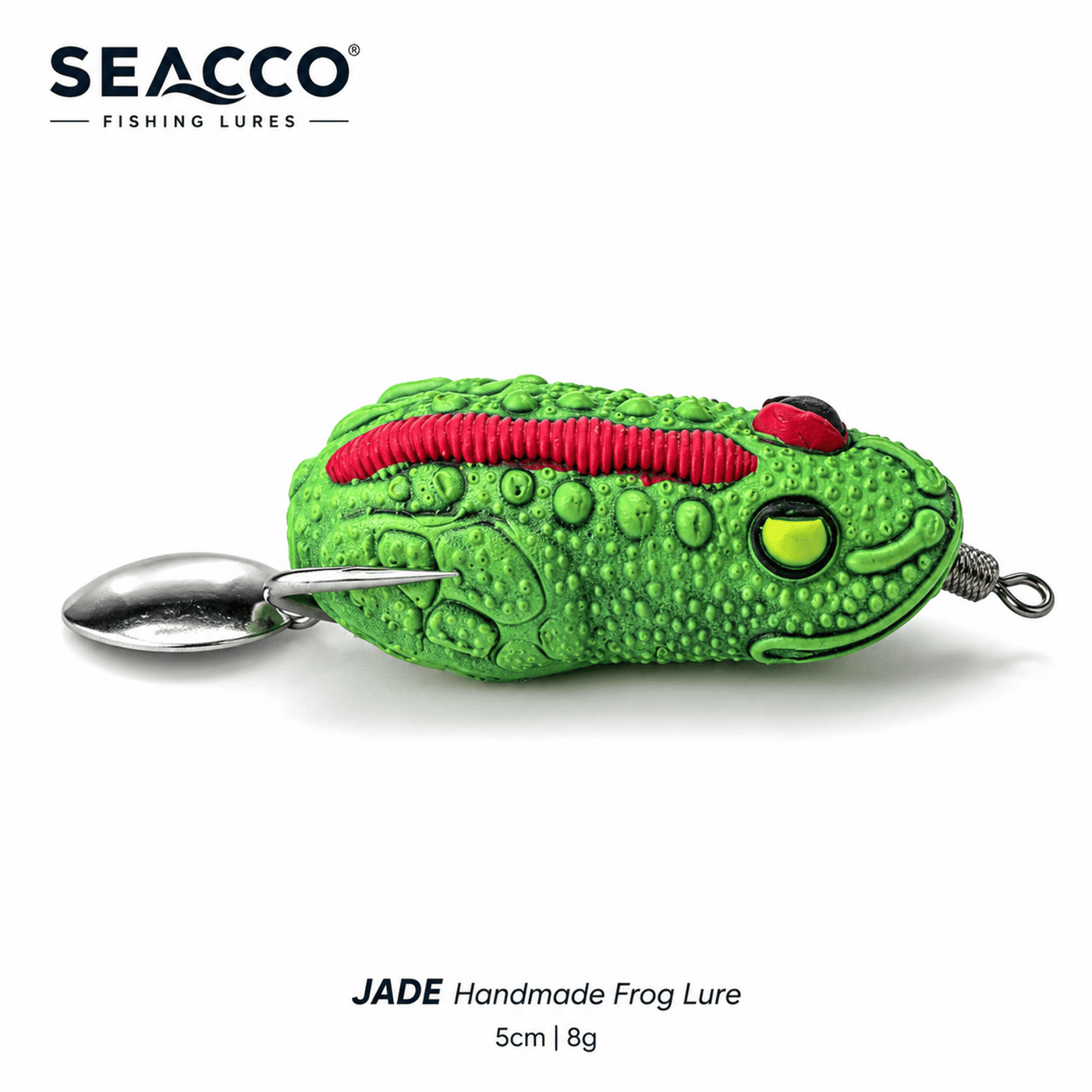 SEACCO Jade Handmade Frog Lure 5cm 8g - Green Red Spine | Pack of 1