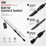 Abu Garcia Sonic Max Ultra-Light Baitcasting Rod 6 Ft Medium – 2 Piece Baitcasting Rod