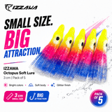 Izzawa Octopus Soft Lure 3cm - Yellow Pink Blue - Pack of 5