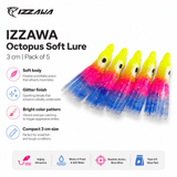 Izzawa Octopus Soft Lure 3cm - Yellow Pink Blue - Pack of 5