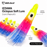 Izzawa Octopus Soft Lure 3cm - Yellow Pink Blue - Pack of 5