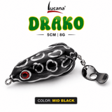 Lucana Drako Handmade Frog Lure 5cm 8g | Mid Black | Weedless Topwater Frog