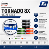 Lucana Tornado 8X PE Braided Fishing Line 100m