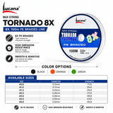 Lucana Tornado 8X PE Braided Fishing Line 100m