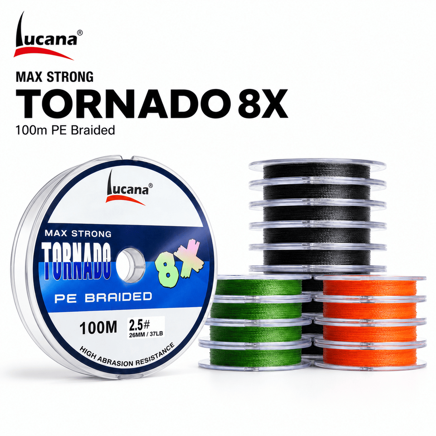 Lucana Tornado 8X PE Braided Fishing Line 100m
