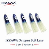 Izzawa Octopus Soft Lure 3cm - Blue Glow - Pack of 5