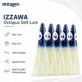 Izzawa Octopus Soft Lure 3cm - Blue Glow - Pack of 5