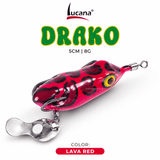 Lucana Drako Handmade Frog Lure 5cm 8g | Lava Red | Weedless Topwater Frog