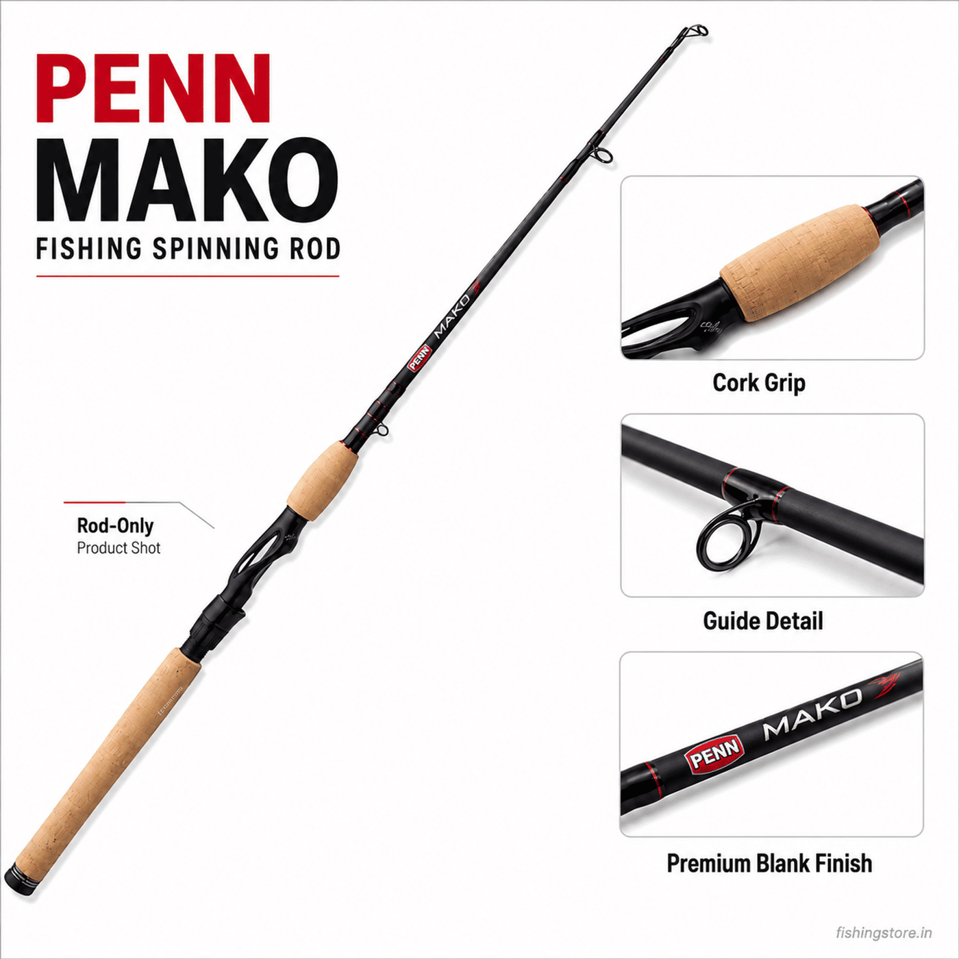 PENN Mako Fishing Spinning Rod - 8 Ft