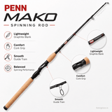 PENN Mako Fishing Spinning Rod - 8 Ft