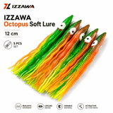 Izzawa Octopus Soft Lure 12cm - Orange Green Yellow - Pack of 5