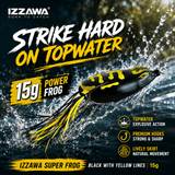 IZZAWA Super Frog Black with Yellow Lines Frog Lure 15g | Pack of 1