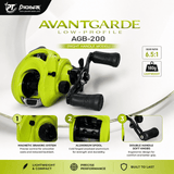Pioneer Avantgarde AGB-200 Low Profile Baitcasting Reel | 6.5:1 Gear Ratio | 5kg Drag | 180g