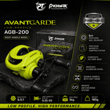 Pioneer Avantgarde AGB-200 Low Profile Baitcasting Reel | 6.5:1 Gear Ratio | 5kg Drag | 180g