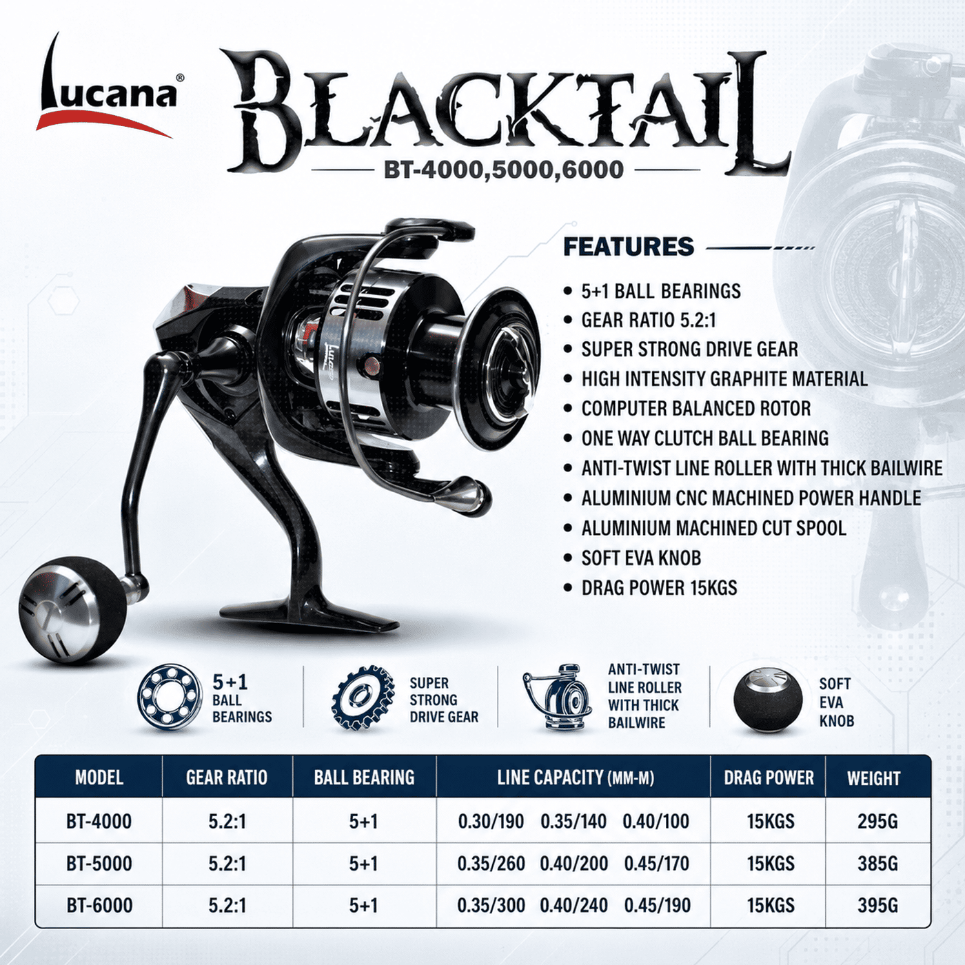 Lucana Blacktail BT4000-BT6000 Spinning Reel
