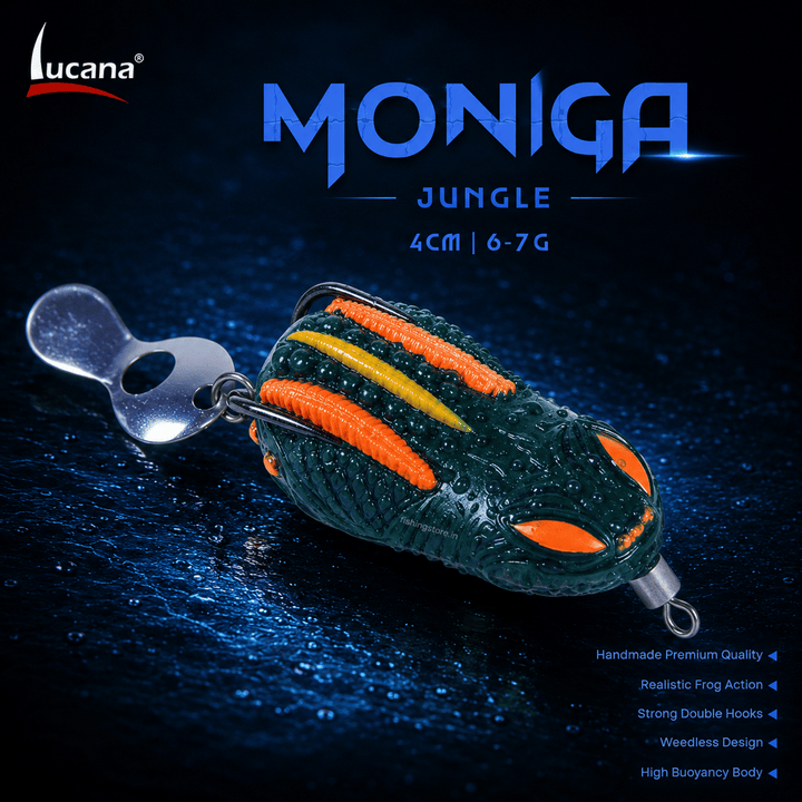 Lucana Monga Handmade Frog Lure 4cm 6-7g | Jungle | Weedless Topwater Frog