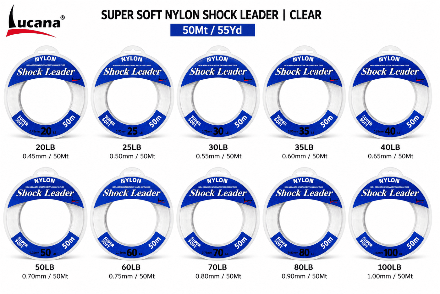 Lucana Super Soft Nylon Shock Leader 50Mt