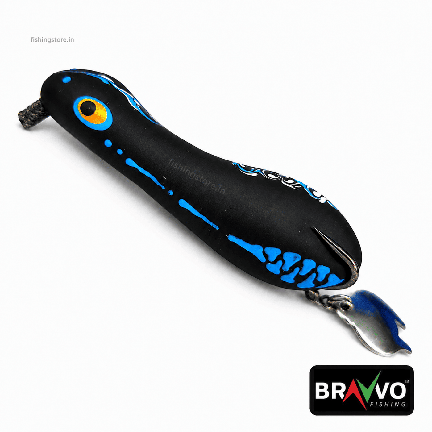 Bravvo Monster Frog Lure 8cm | Handmade Topwater Snakehead Bait for Casting (9g - 10g) | Soft Body Weedless Fishing Lure - Black