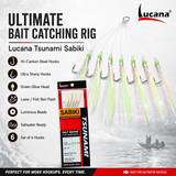 Lucana Tsunami Sabiki Shrimp Sabiki Saltwater Hook Rig #12 – Green Glow Head