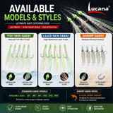 Lucana Tsunami Sabiki Shrimp Sabiki Saltwater Hook Rig #12 – Green Glow Head