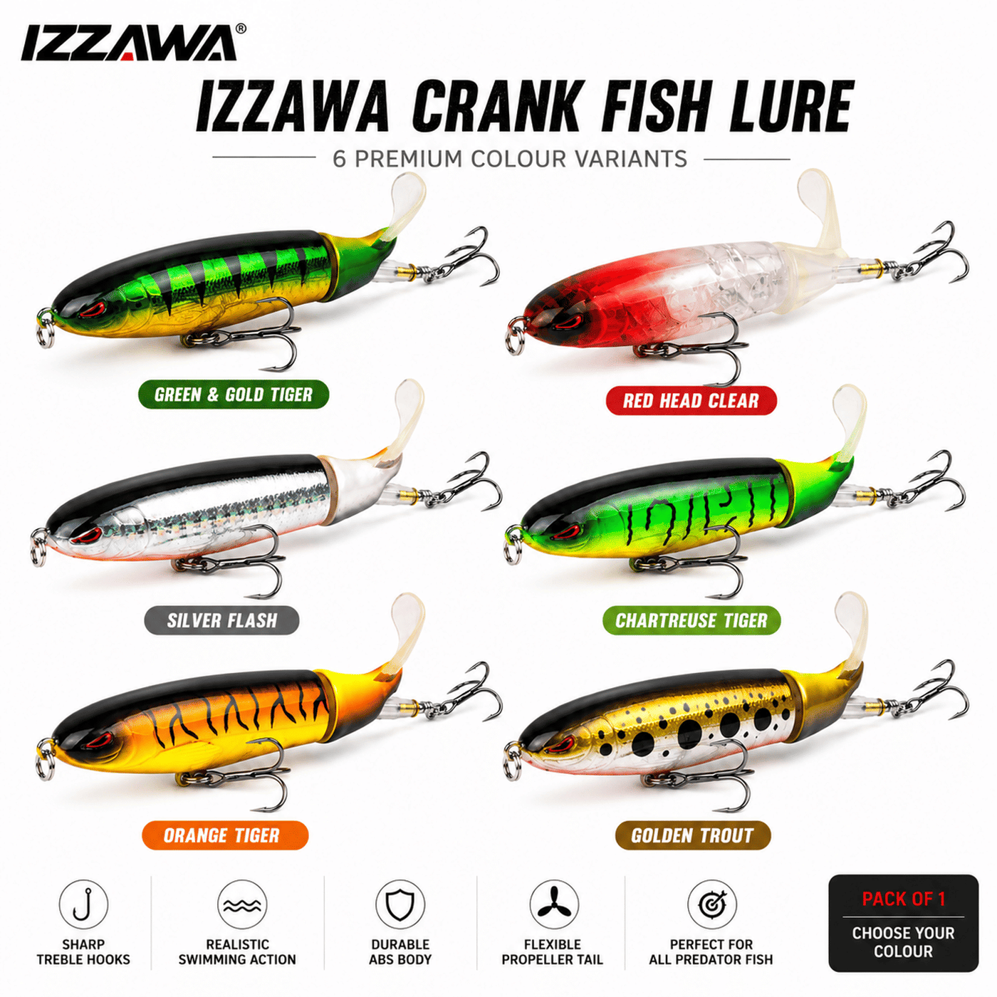 IZZAWA Pencil Propeller Lure - Golden Trout | Pack of 1