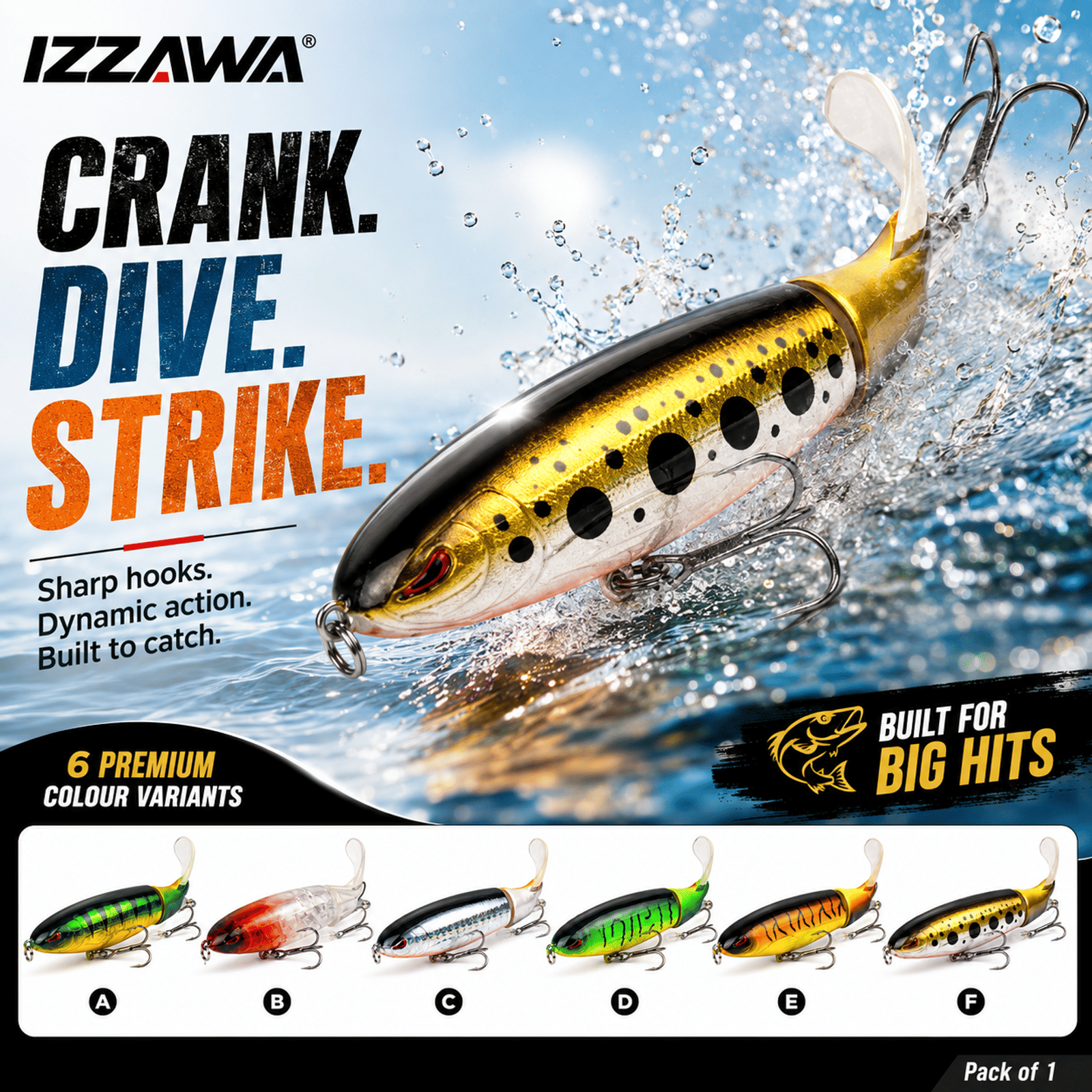 IZZAWA Pencil Propeller Lure - Golden Trout | Pack of 1