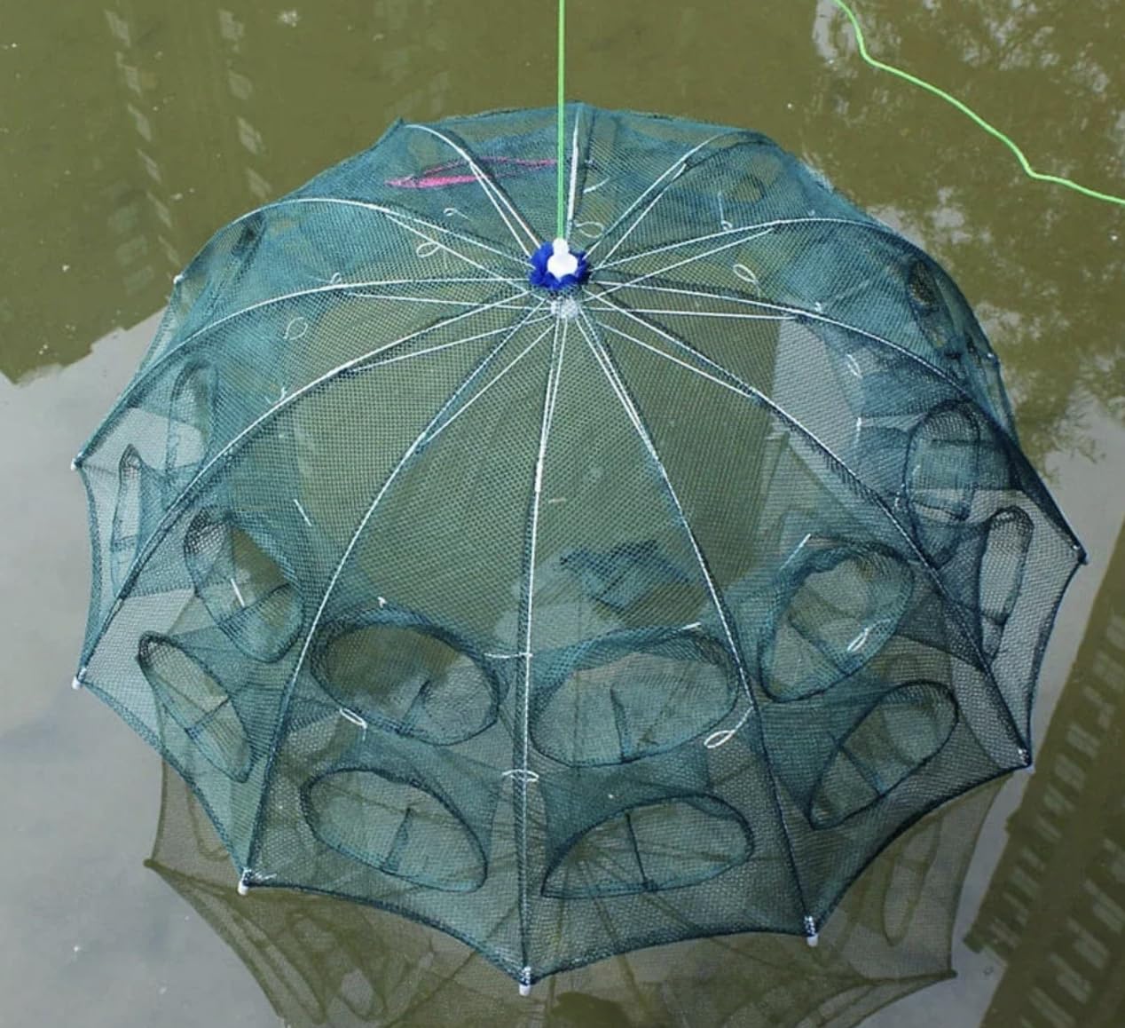 IZAWA Foldable Umbrella Net Crab, Shrimp & Fish Trap – 8 Hole Fishing Trap for River & Pond Fishing in India