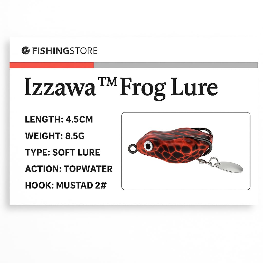 IZZAWA Frog Lure Red Black 4.5cm 8.5g – Snakehead Murrel Bass Topwater