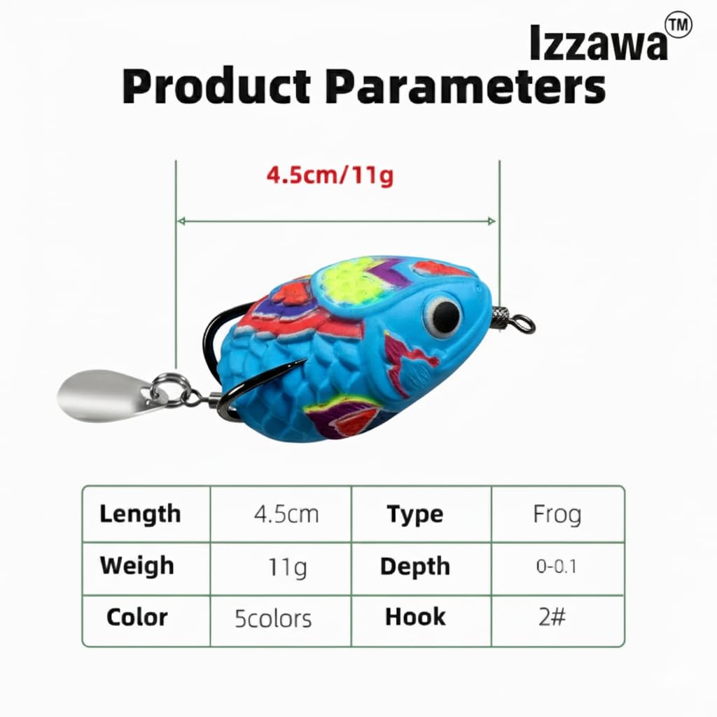 IZZAWA Handmade Soft Frog Lure Blue 4.5cm 11g – Snakehead Murrel
