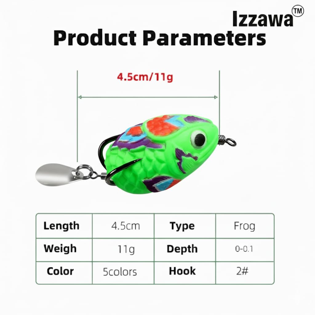 IZZAWA Handmade Soft Frog Lure Green 4.5cm 11g – Snakehead Murrel