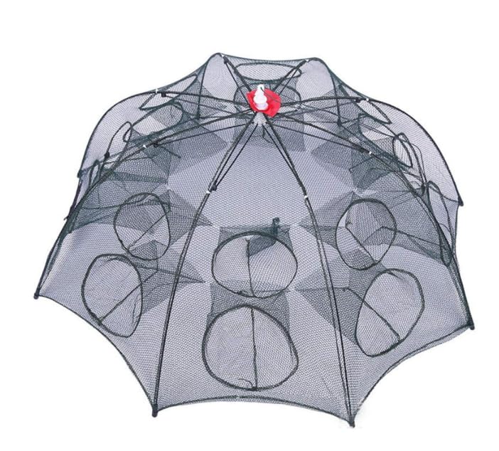 IZAWA Foldable Umbrella Net Crab, Shrimp & Fish Trap –1 6 Hole Fishing Trap for River & Pond Fishing in India