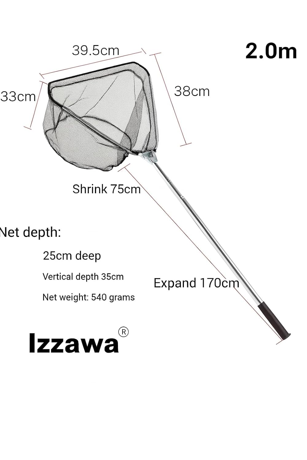 IZZAWA Stainless Telescopic Landing Net 1.9m – Folding Fishing Net India