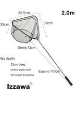 IZZAWA Stainless Telescopic Landing Net 1.9m – Folding Fishing Net India