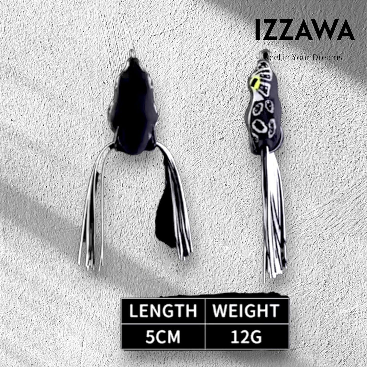 IZZAWA Frog Lure Black White Eye 5cm 12g – Snakehead Murrel Bass