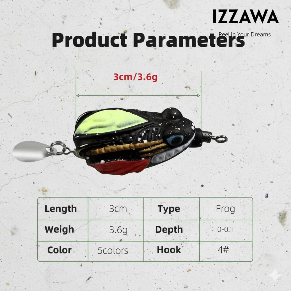 IZZAWA Thai Black Ratman Frog 3.5cm 4g – Snakehead Murrel Light Tackle