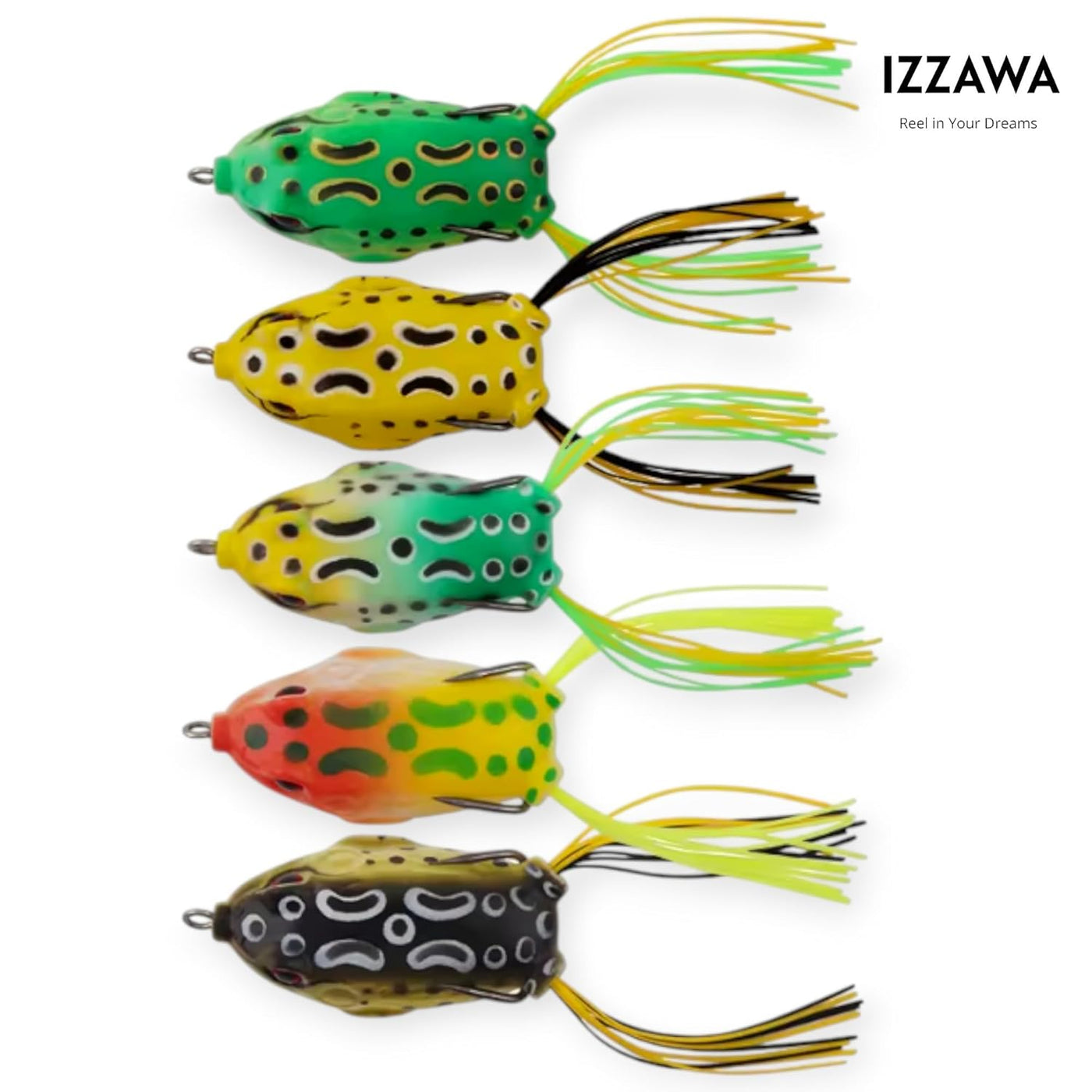 IZZAWA Frog Lure 5pc 6cm 12g – Snakehead Murrel Bass Topwater Set