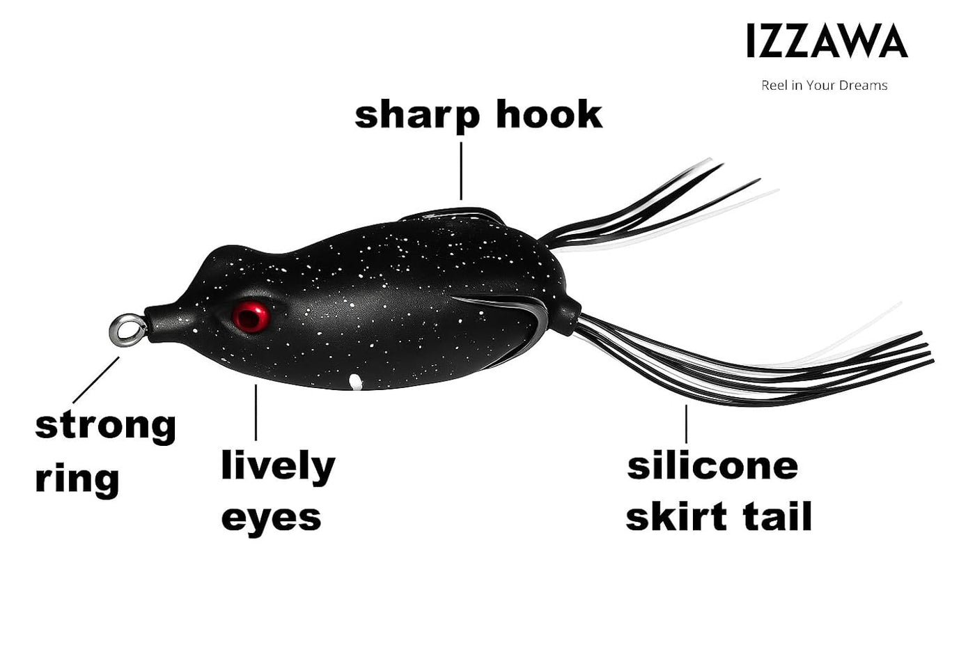 IZZAWA Frog Lure Black Zebra 5cm 12g – Snakehead Murrel Topwater