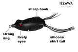 IZZAWA Frog Lure Black Zebra 5cm 12g – Snakehead Murrel Topwater