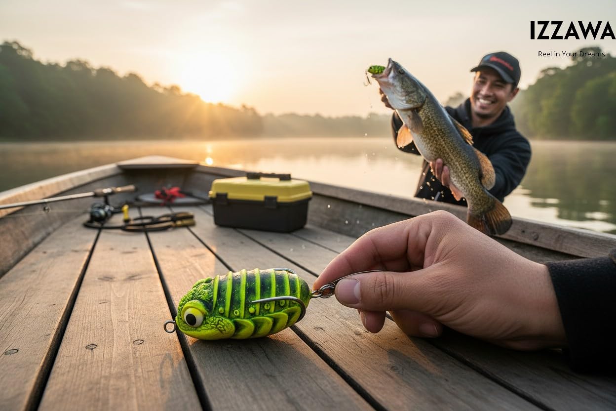 IZZAWA Handmade  3D Frog Worm Lure 3.2cm – Snakehead Murrel Floating Bait
