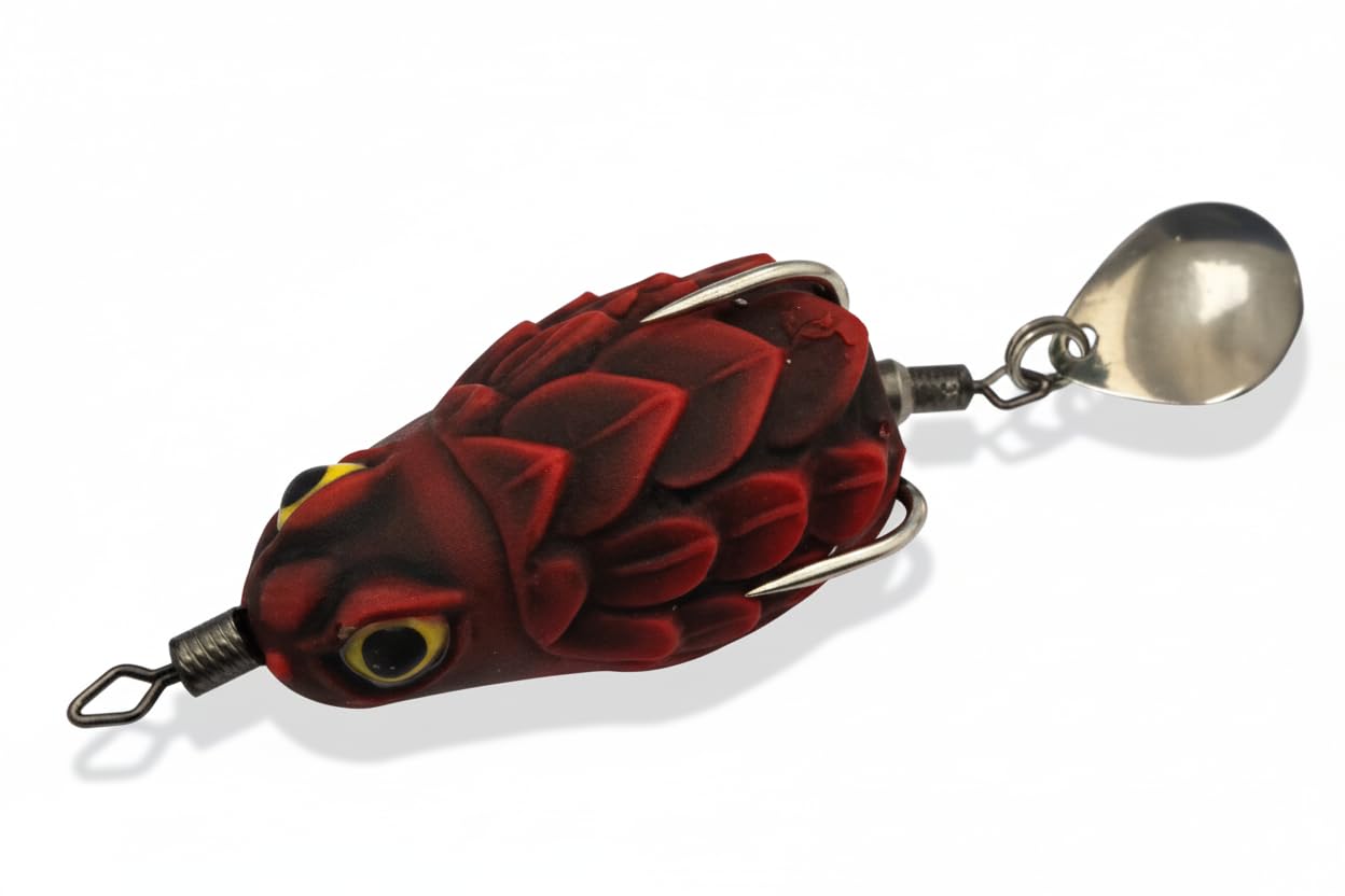 IZZAWA Handmade  3D Frog Lure 3.2cm Red Black Trophy – Snakehead Murrel Bass