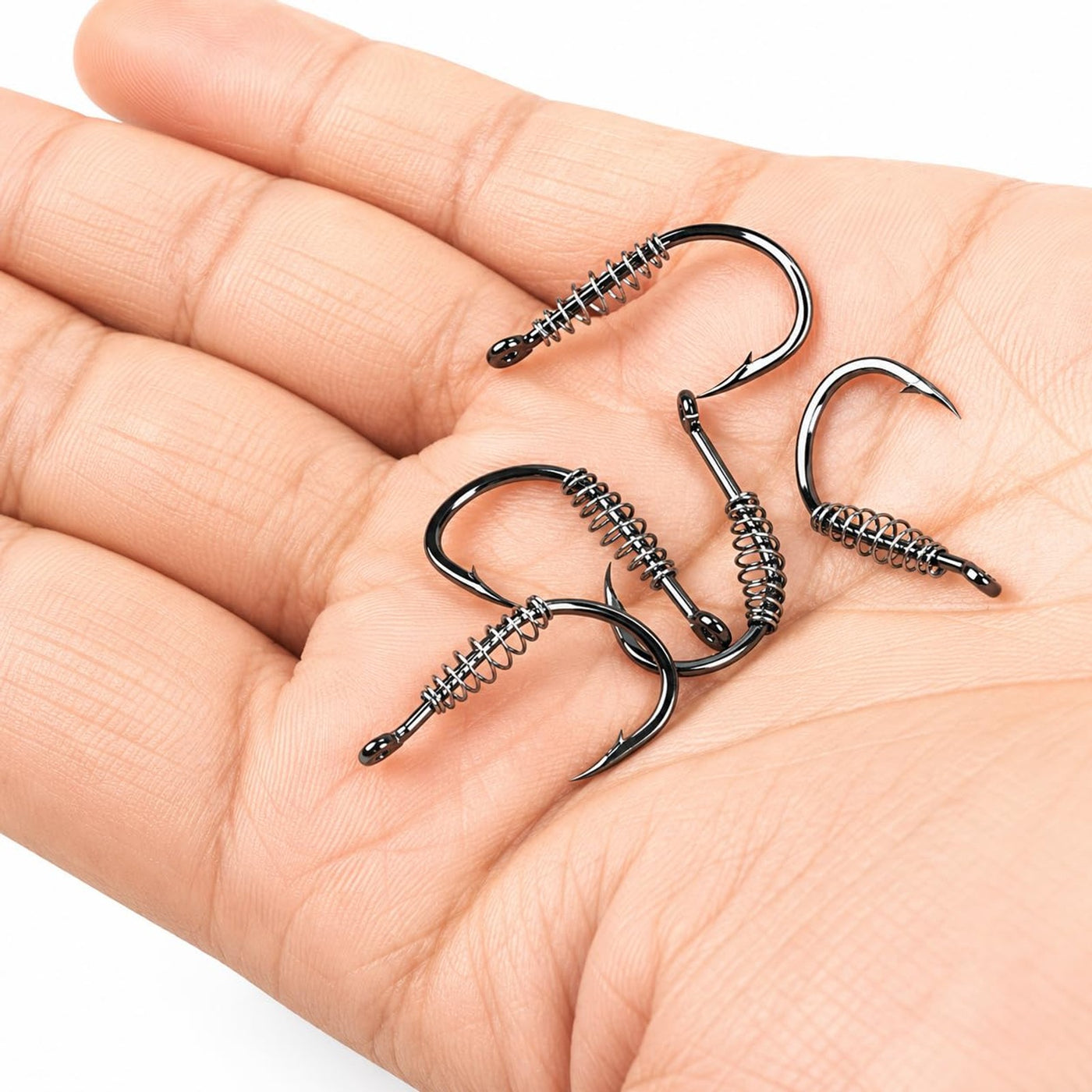 Izzawa Pack of 5 Spring Barbed Swivel Carp Fishing Hooks, High Carbon Steel, Size 12#, for Grouper, Snapper, Nutter etc