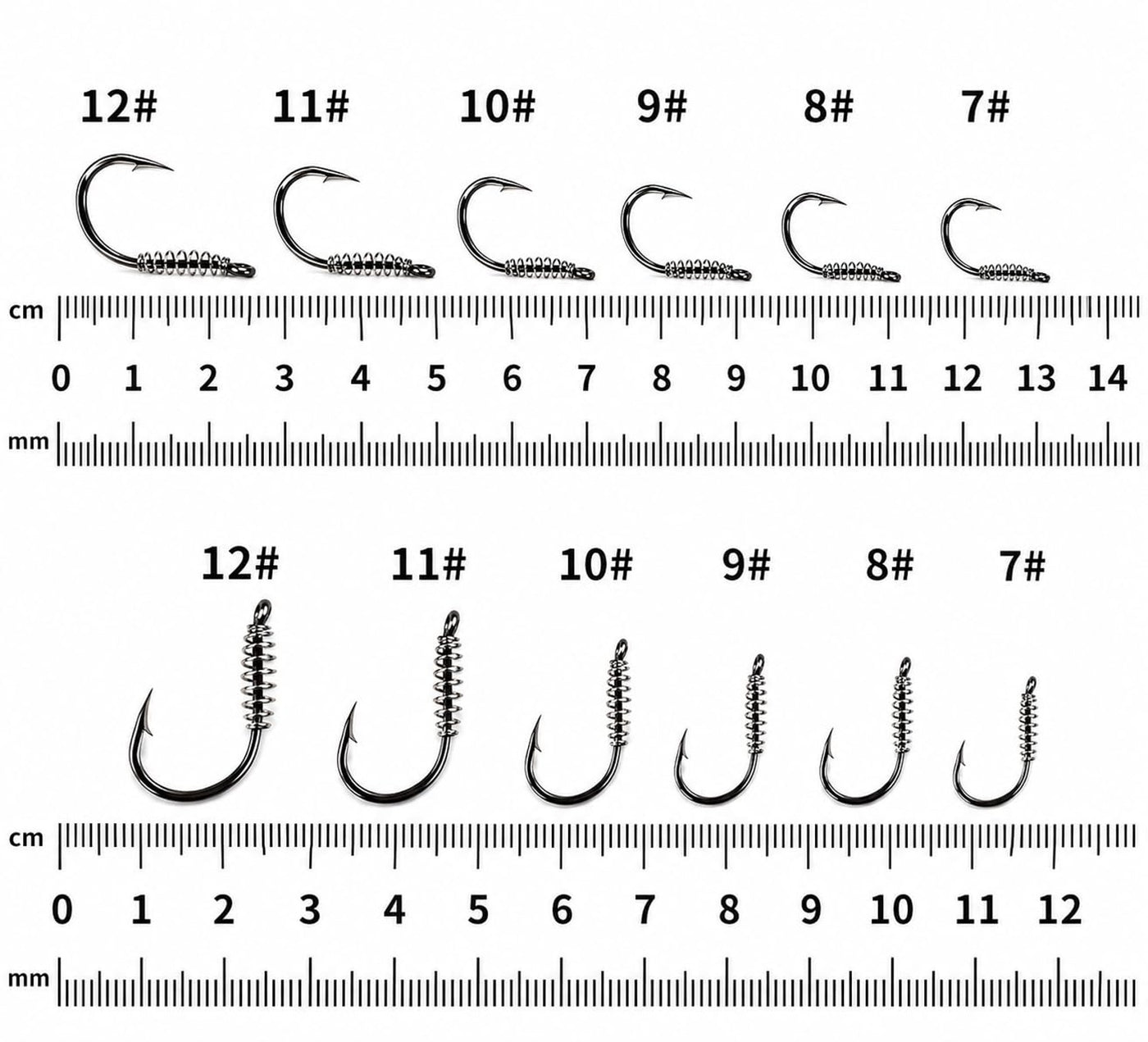 Izzawa Pack of 5 Spring Barbed Swivel Carp Fishing Hooks, High Carbon Steel, Size 12#, for Grouper, Snapper, Nutter etc