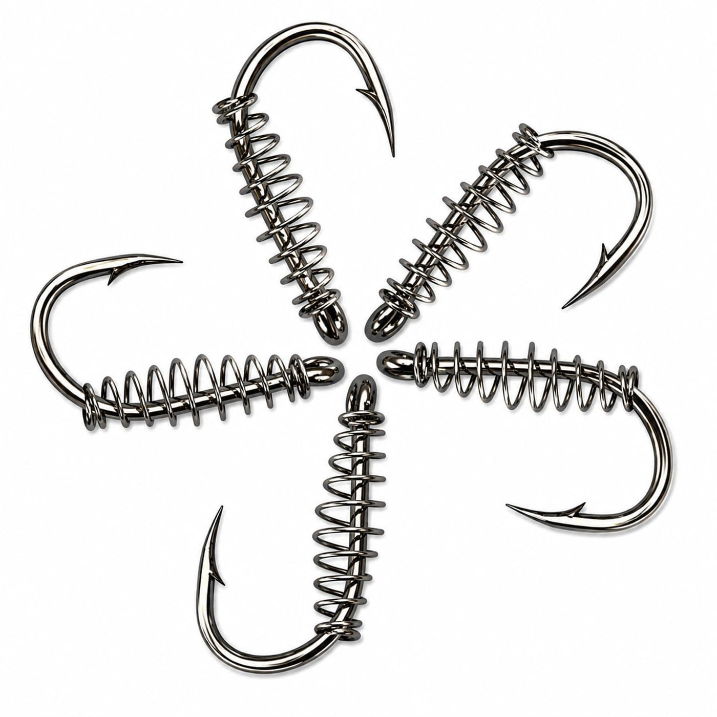 Izzawa Pack of 5 Spring Barbed Swivel Carp Fishing Hooks, High Carbon Steel, Size 12#, for Grouper, Snapper, Nutter etc